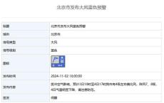 阵风7、8级 北京市发布大风蓝色预警 4日气温明显下降