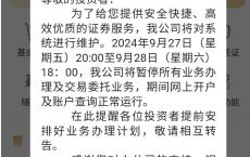 上交所系统宕机余波：部分券商暂停隔日委托，投资者陆续看到“迟来的成交”