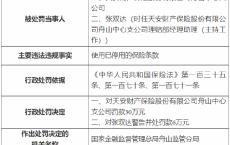 天安财险舟山中心支公司被罚30万元：因使用已停用的保险条款